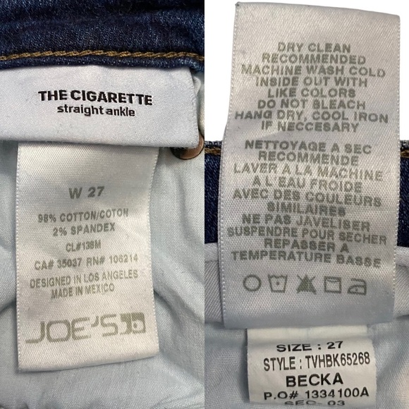 Joe's Jeans The Cigarette Straight Ankle Becka Jeans Distressed Mid Rise 27 - Picture 3 of 16